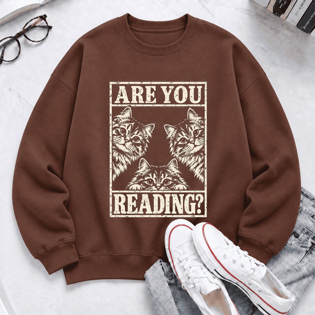 Are You Reading Siberian Softstyle Sweatshirt | Cat Lover Reader Gift Cocoa