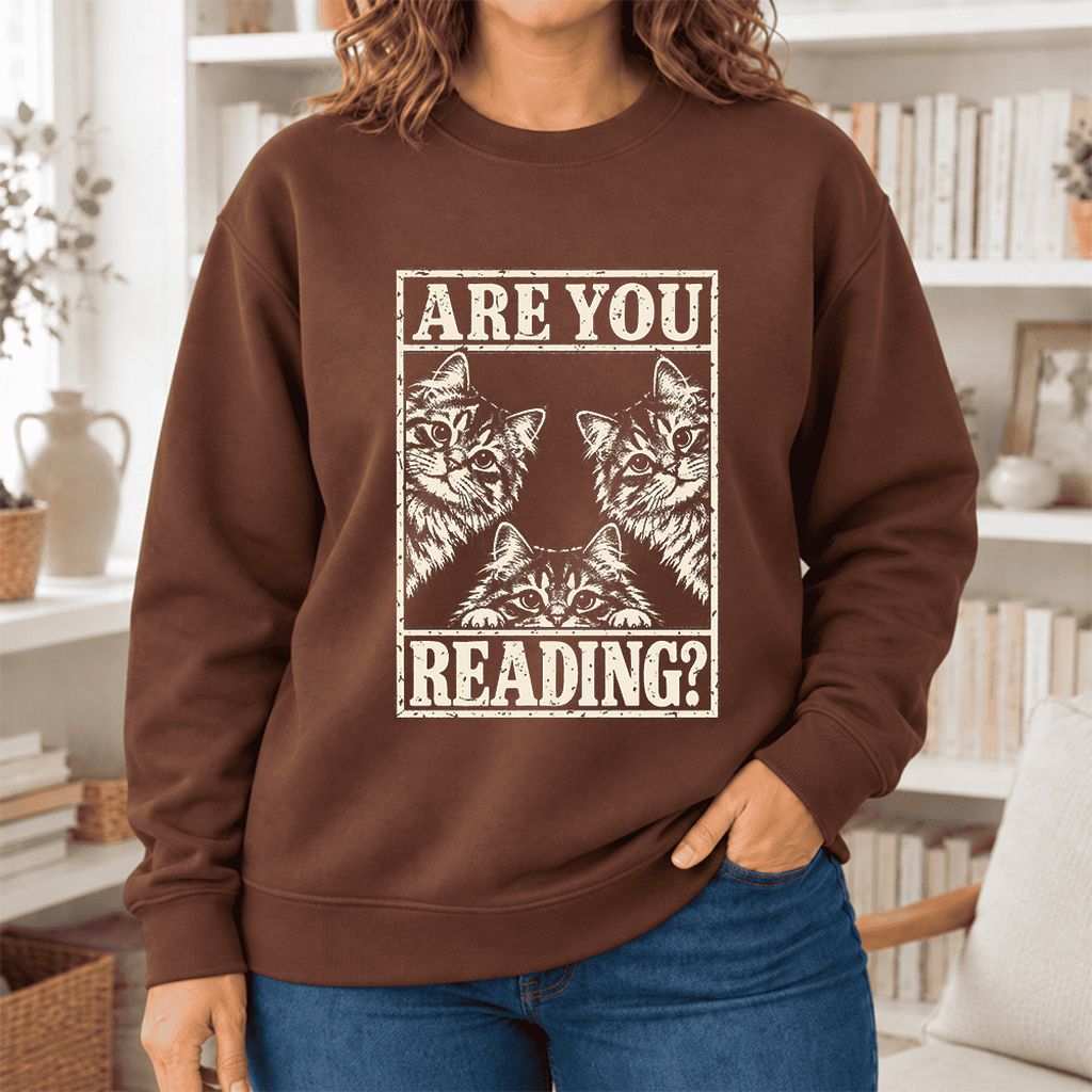 Are You Reading Siberian Softstyle Sweatshirt | Cat Lover Reader Gift Cocoa