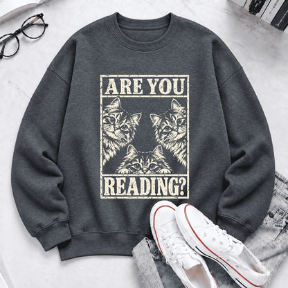 Are You Reading Siberian Softstyle Sweatshirt | Cat Lover Reader Gift Dark Heather