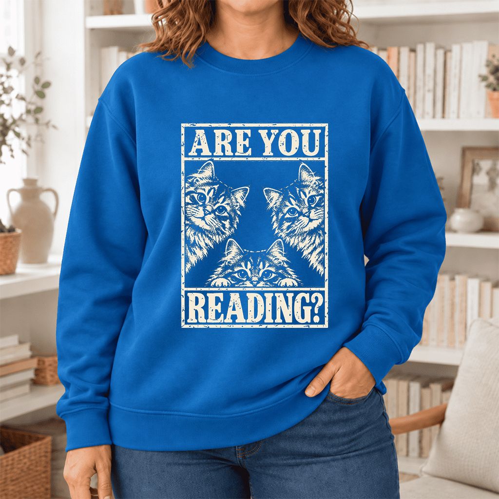 Are You Reading Siberian Softstyle Sweatshirt | Cat Lover Reader Gift Royal