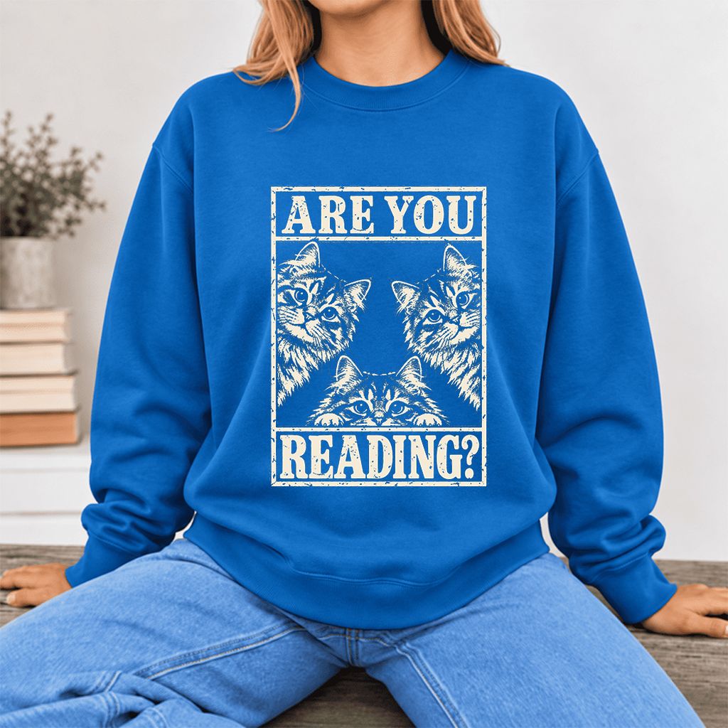 Are You Reading Siberian Softstyle Sweatshirt | Cat Lover Reader Gift Royal