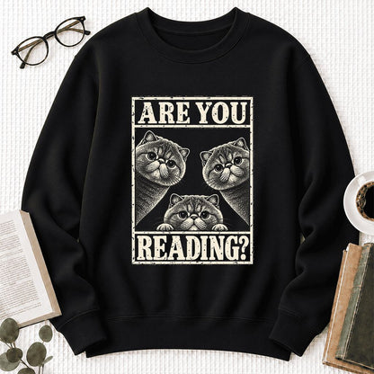 Are You Reading Exotic Shorthair Softstyle Sweatshirt | Cat Lover Reader Gift Black