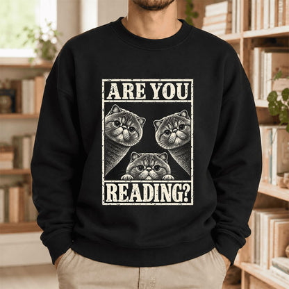Are You Reading Exotic Shorthair Softstyle Sweatshirt | Cat Lover Reader Gift Black
