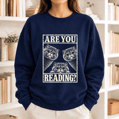 Are You Reading Exotic Shorthair Softstyle Sweatshirt | Cat Lover Reader Gift Navy