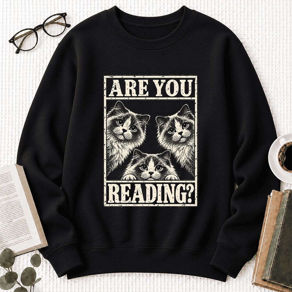 Are You Reading Ragdoll Softstyle Sweatshirt | Cat Lover Reader Gift Black