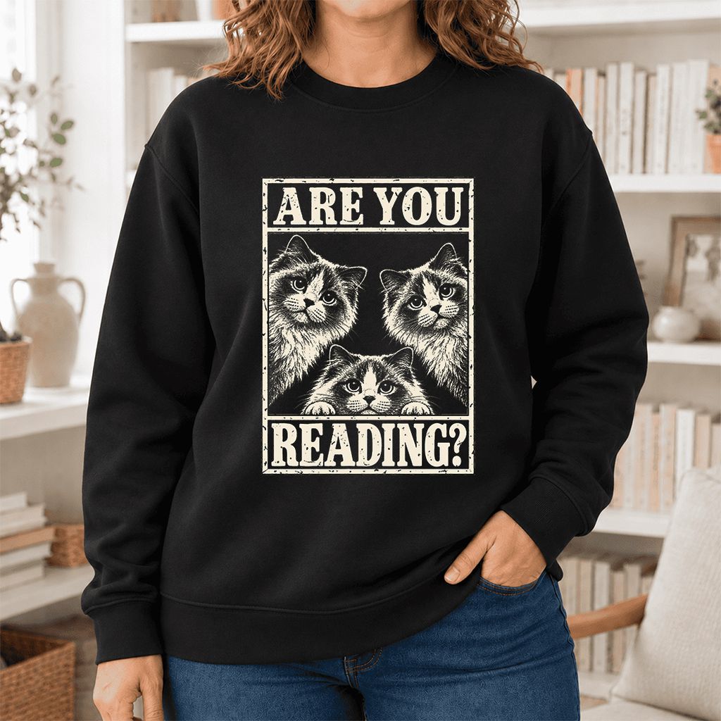 Are You Reading Ragdoll Softstyle Sweatshirt | Cat Lover Reader Gift Black