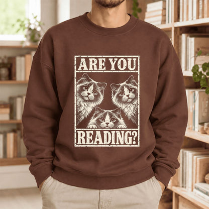 Are You Reading Ragdoll Softstyle Sweatshirt | Cat Lover Reader Gift Cocoa