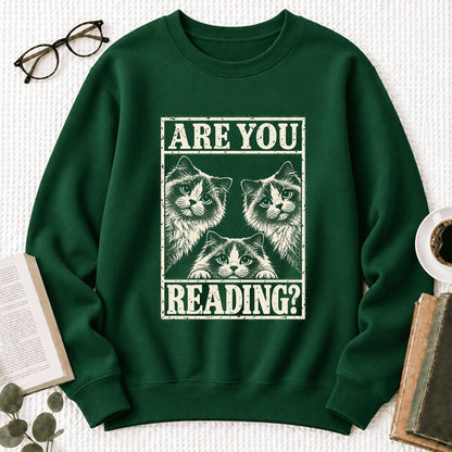 Are You Reading Ragdoll Softstyle Sweatshirt | Cat Lover Reader Gift Forest Green