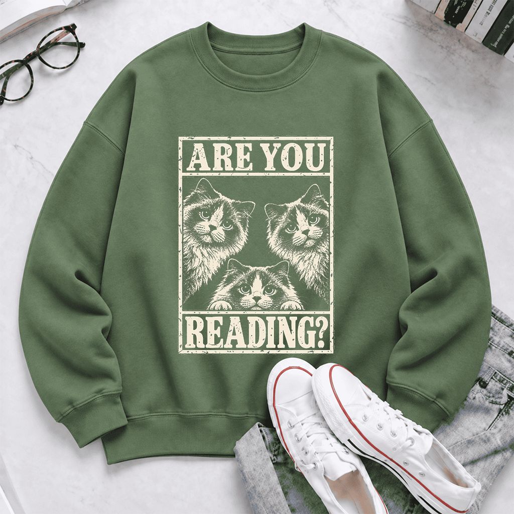 Are You Reading Ragdoll Softstyle Sweatshirt | Cat Lover Reader Gift Military Green