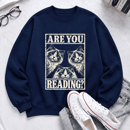 Are You Reading Ragdoll Softstyle Sweatshirt | Cat Lover Reader Gift Navy