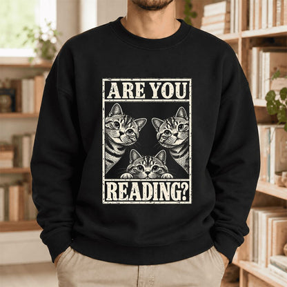 Are You Reading American Shorthair Softstyle Sweatshirt | Cat Lover Reader Gift Black