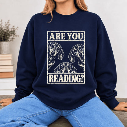 Are You Reading Dachshund Softstyle Sweatshirt | Dog Lover Reader Gift Navy