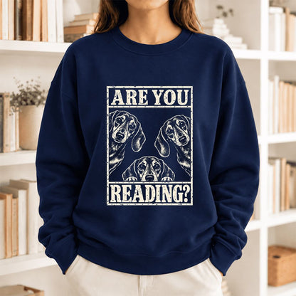 Are You Reading Dachshund Softstyle Sweatshirt | Dog Lover Reader Gift Navy