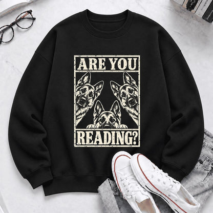 Are You Reading German Shepherd Softstyle Sweatshirt | Dog Lover Reader Gift Black