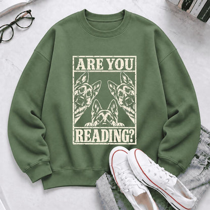 Are You Reading German Shepherd Softstyle Sweatshirt | Dog Lover Reader Gift Military Green