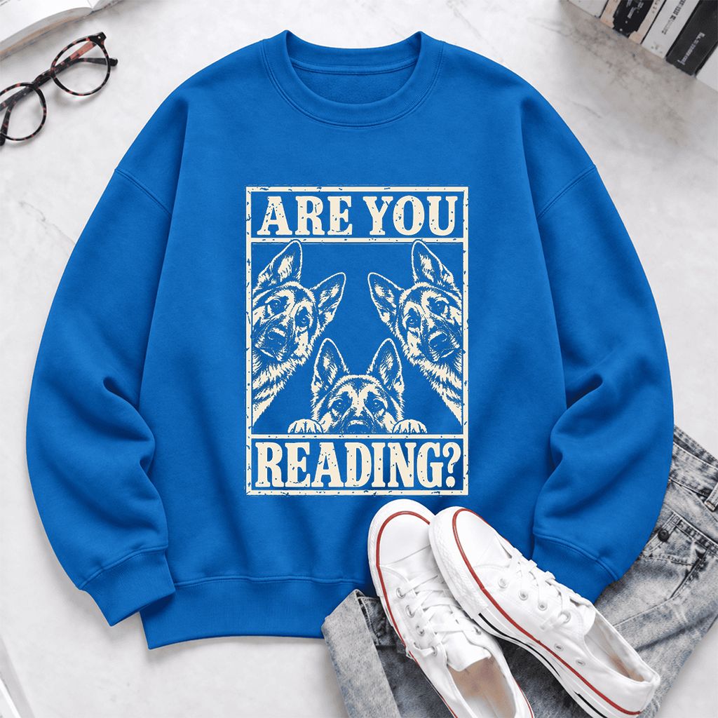 Are You Reading German Shepherd Softstyle Sweatshirt | Dog Lover Reader Gift Royal