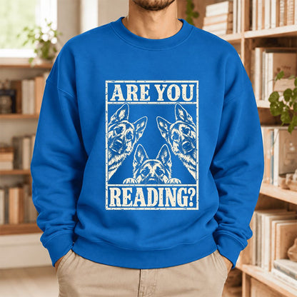 Are You Reading German Shepherd Softstyle Sweatshirt | Dog Lover Reader Gift Royal
