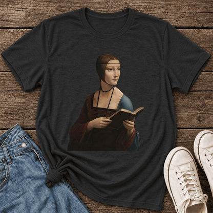 Cecilia Gallerani Reading Ultra-Soft Cotton T-Shirt | Literary Reader Gift Black Heather