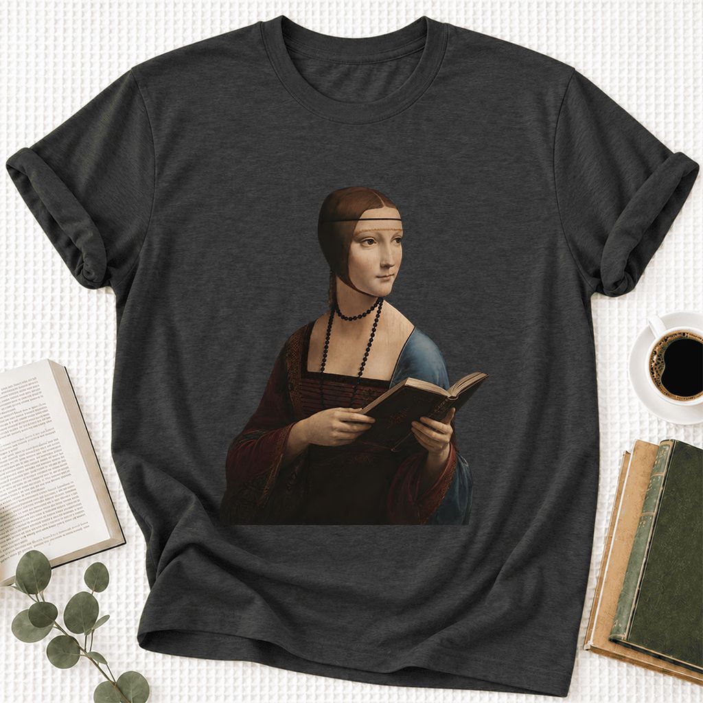 Cecilia Gallerani Reading Ultra-Soft Cotton T-Shirt | Literary Reader Gift Dark Grey Heather