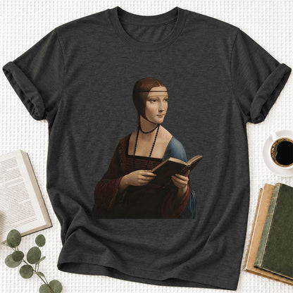 Cecilia Gallerani Reading Ultra-Soft Cotton T-Shirt | Literary Reader Gift Dark Grey Heather