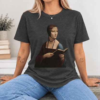 Cecilia Gallerani Reading Ultra-Soft Cotton T-Shirt | Literary Reader Gift Dark Grey Heather
