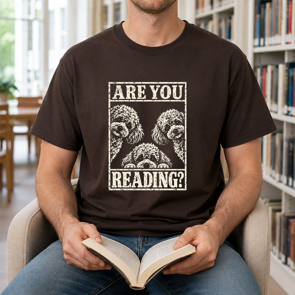 Are You Reading Poodle Printed T-Shirt | Dog Mom Reader Gift Dark Chocolate