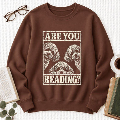 Are You Reading Poodle Softstyle Sweatshirt | Dog Lover Reader Gift Cocoa