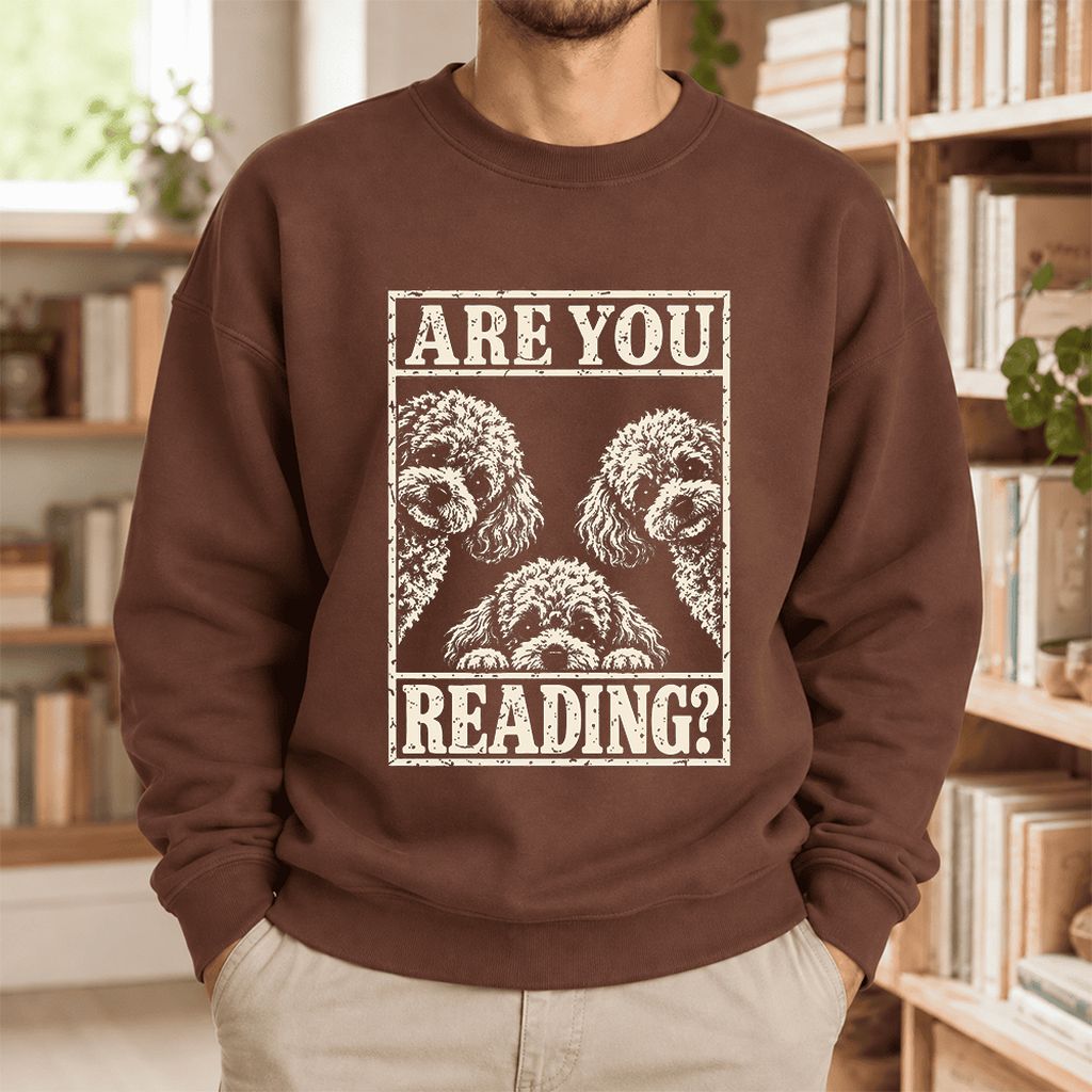 Are You Reading Poodle Softstyle Sweatshirt | Dog Lover Reader Gift Cocoa