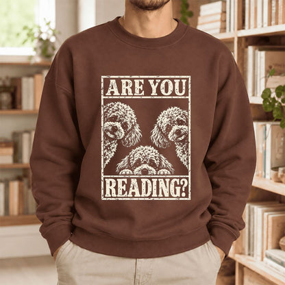 Are You Reading Poodle Softstyle Sweatshirt | Dog Lover Reader Gift Cocoa