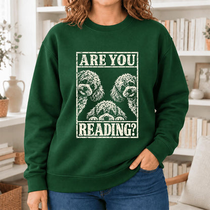 Are You Reading Poodle Softstyle Sweatshirt | Dog Lover Reader Gift Forest Green