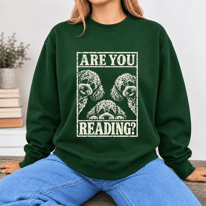 Are You Reading Poodle Softstyle Sweatshirt | Dog Lover Reader Gift Forest Green