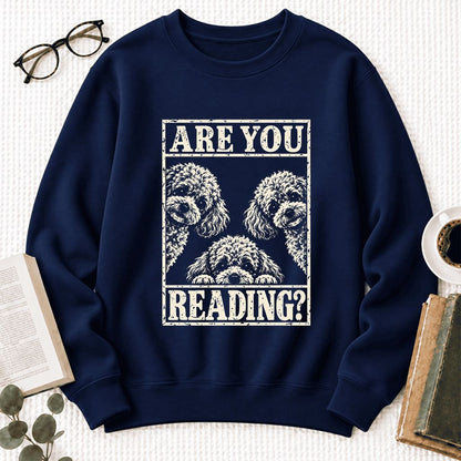 Are You Reading Poodle Softstyle Sweatshirt | Dog Lover Reader Gift Navy