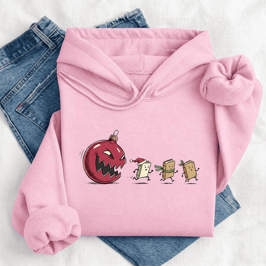 Christmas Book Chase Softstyle Hoodie | Holiday Book Lover Gift Light Pink