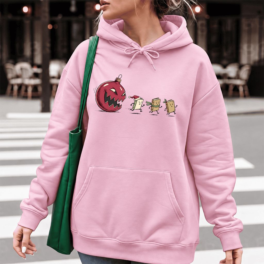 Christmas Book Chase Softstyle Hoodie | Holiday Book Lover Gift Light Pink