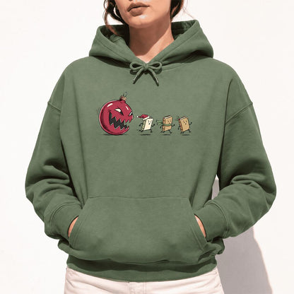 Christmas Book Chase Softstyle Hoodie | Holiday Book Lover Gift Military Green