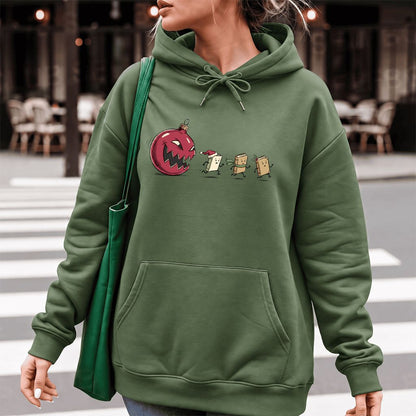 Christmas Book Chase Softstyle Hoodie | Holiday Book Lover Gift Military Green