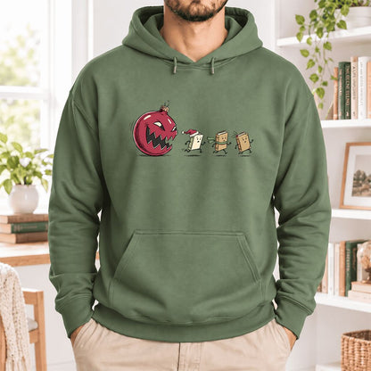 Christmas Book Chase Softstyle Hoodie | Holiday Book Lover Gift Military Green