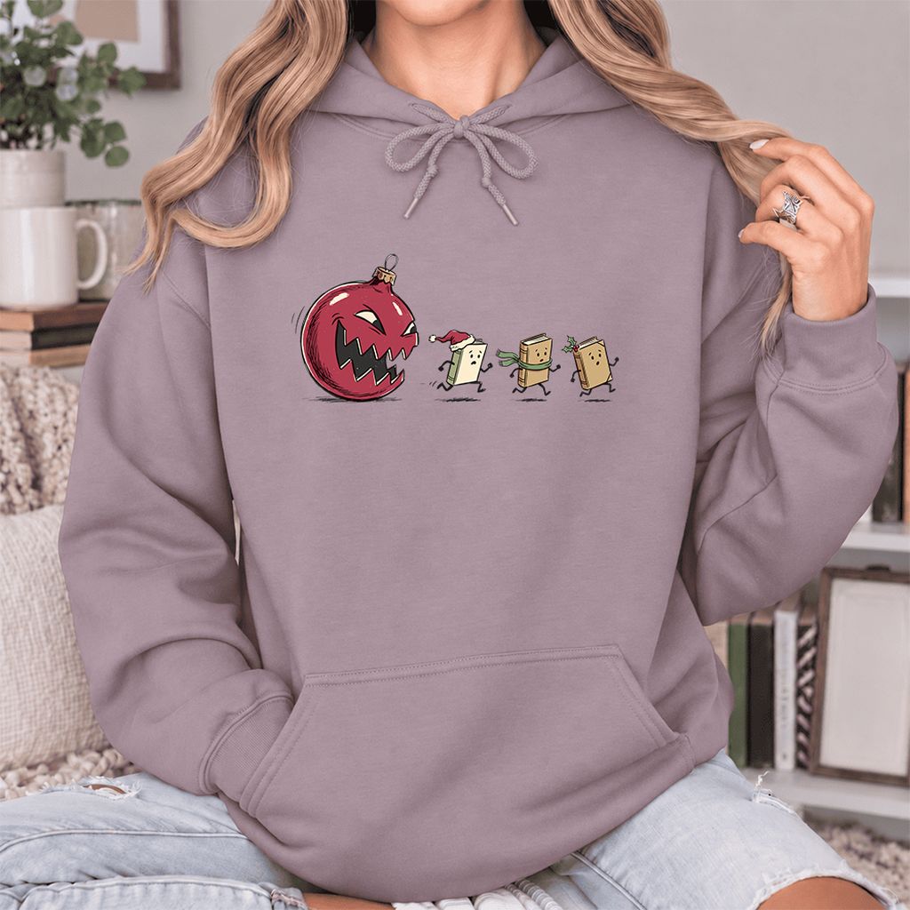Christmas Book Chase Softstyle Hoodie | Holiday Book Lover Gift Paragon