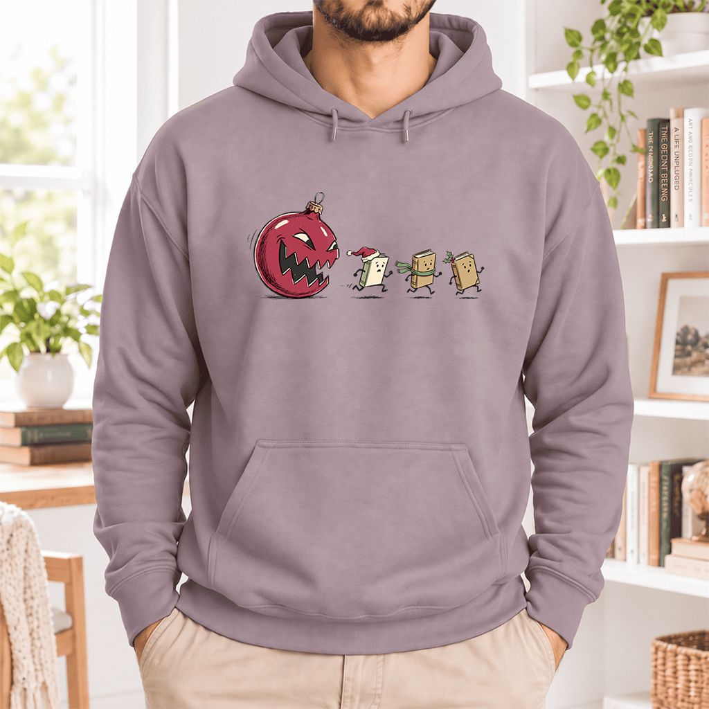 Christmas Book Chase Softstyle Hoodie | Holiday Book Lover Gift Paragon