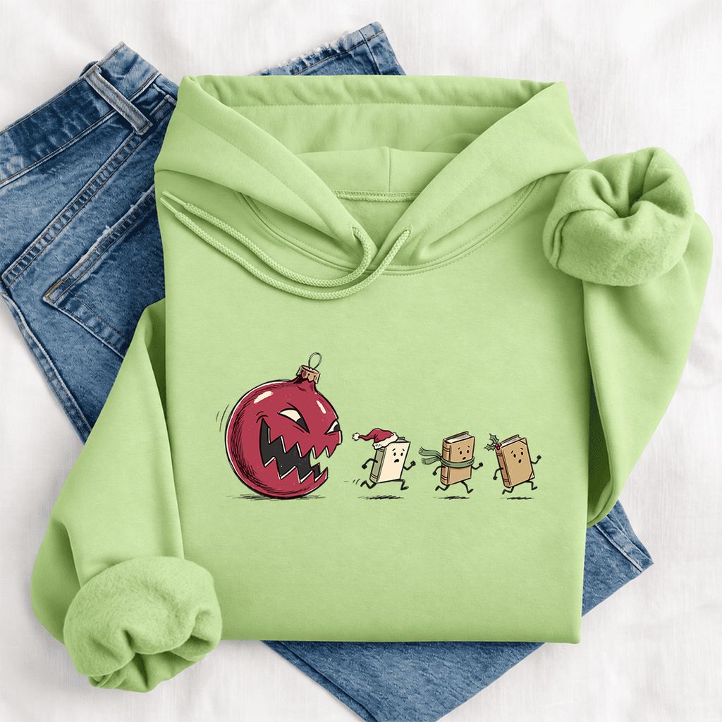 Christmas Book Chase Softstyle Hoodie | Holiday Book Lover Gift Pistachio