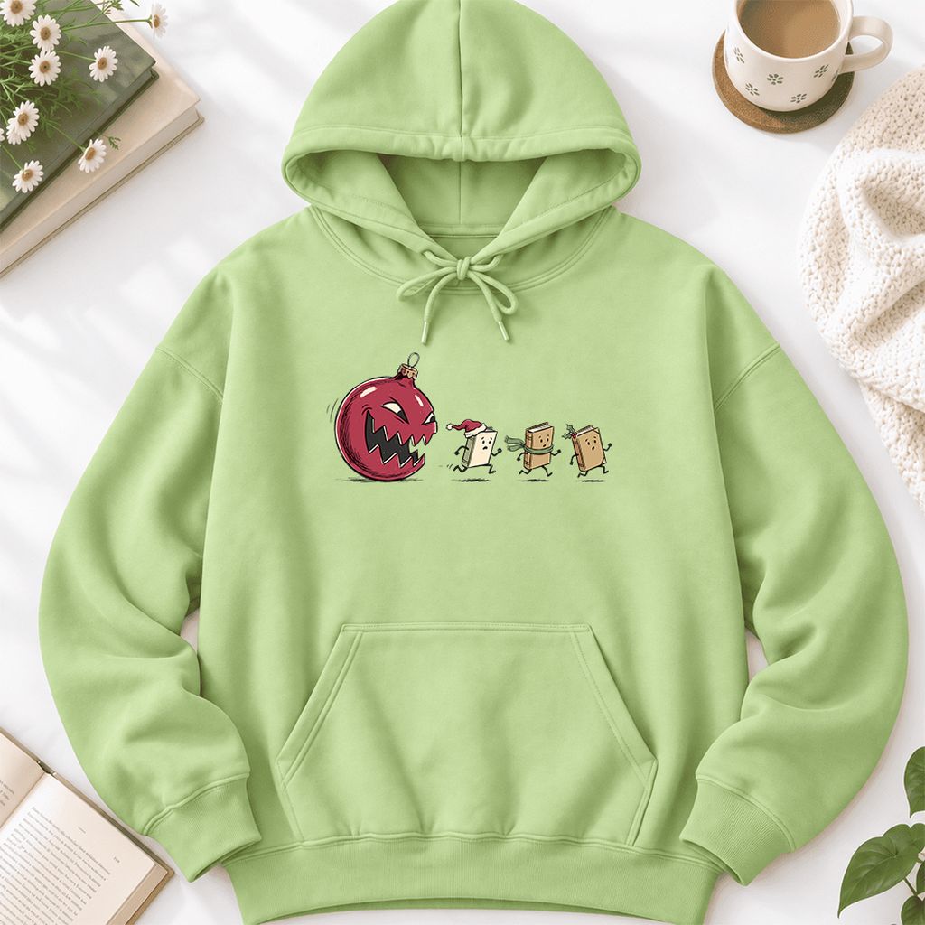 Christmas Book Chase Softstyle Hoodie | Holiday Book Lover Gift Pistachio