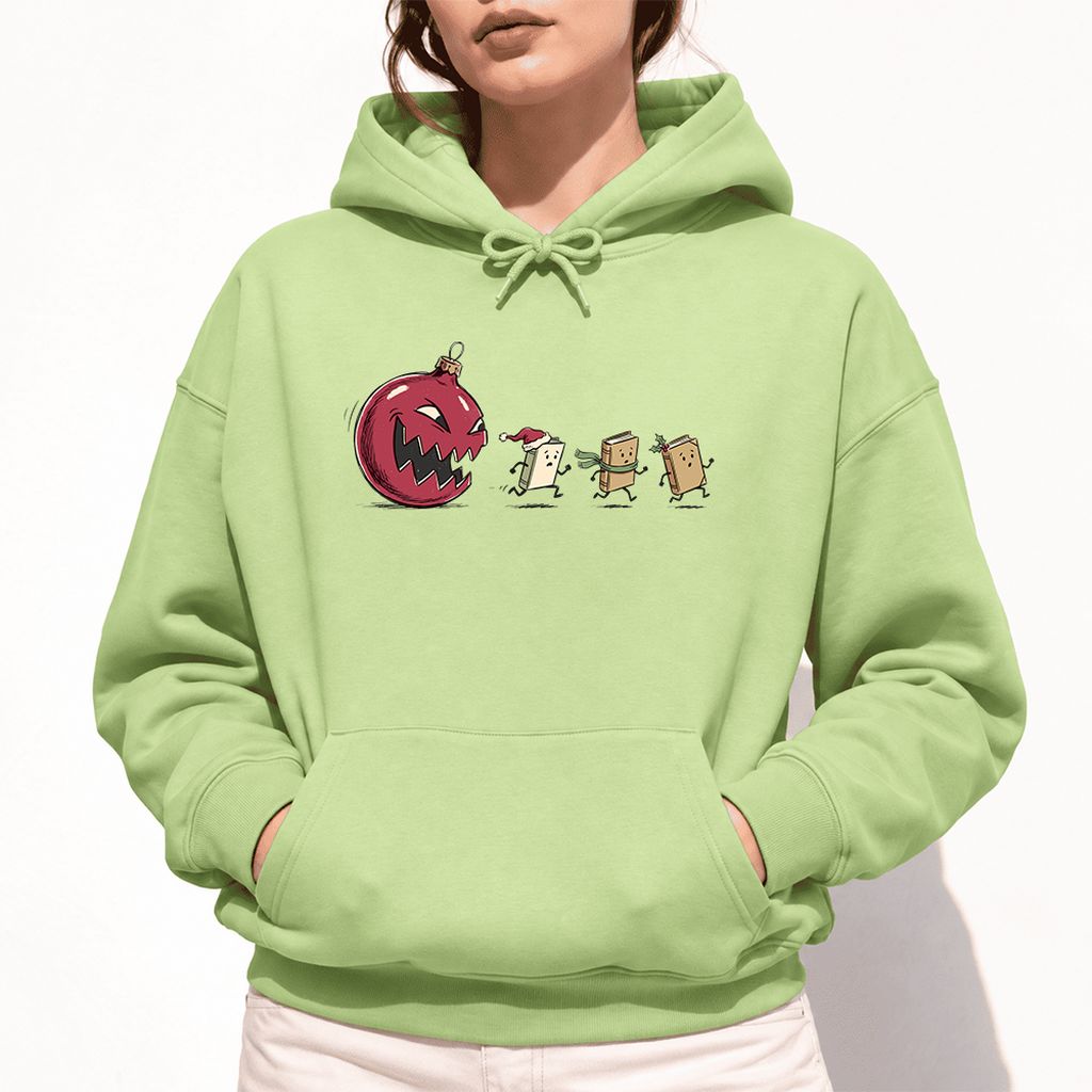 Christmas Book Chase Softstyle Hoodie | Holiday Book Lover Gift Pistachio