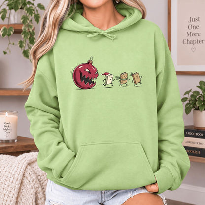 Christmas Book Chase Softstyle Hoodie | Holiday Book Lover Gift Pistachio
