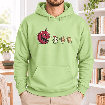 Christmas Book Chase Softstyle Hoodie | Holiday Book Lover Gift Pistachio
