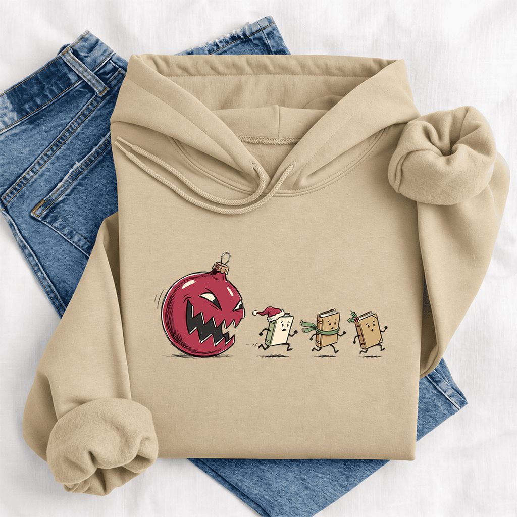 Christmas Book Chase Softstyle Hoodie | Holiday Book Lover Gift Sand