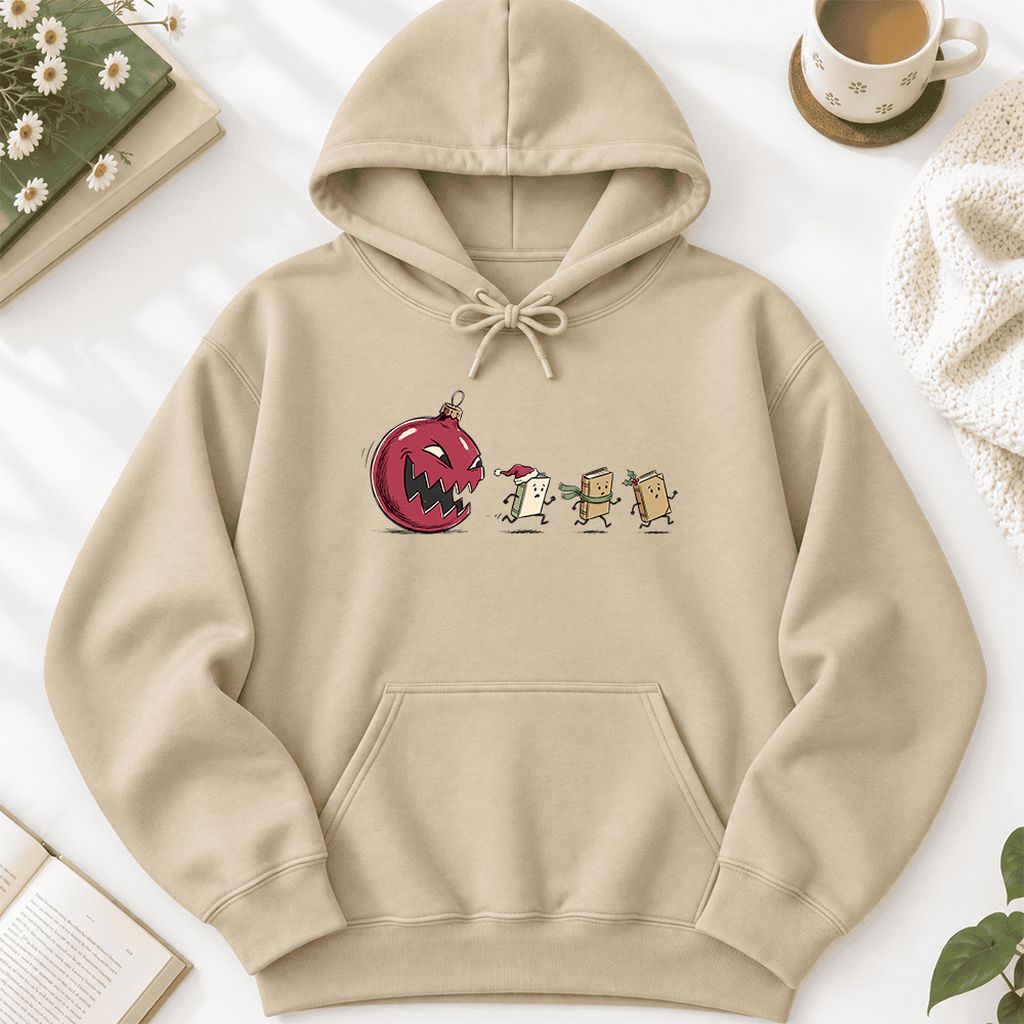 Christmas Book Chase Softstyle Hoodie | Holiday Book Lover Gift Sand