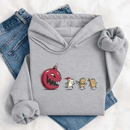 Christmas Book Chase Softstyle Hoodie | Holiday Book Lover Gift Sport Grey