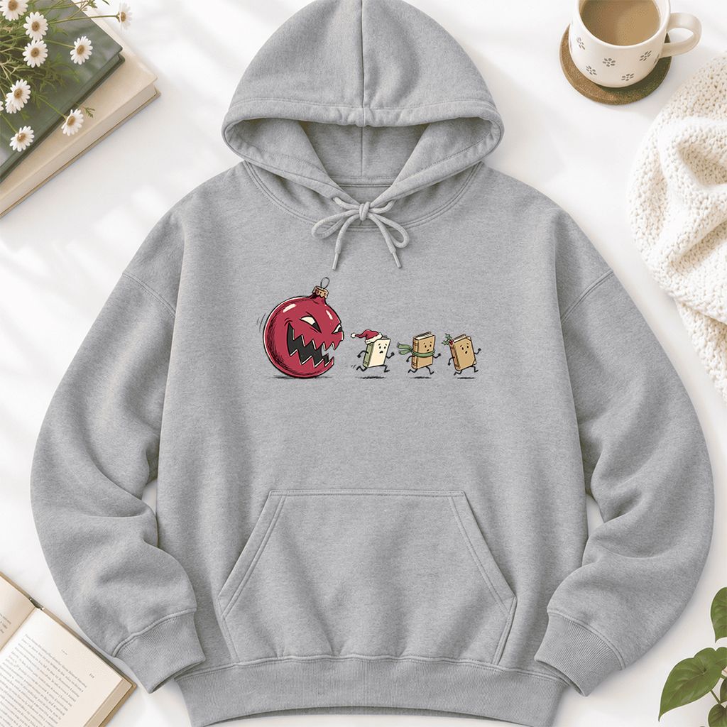 Christmas Book Chase Softstyle Hoodie | Holiday Book Lover Gift Sport Grey