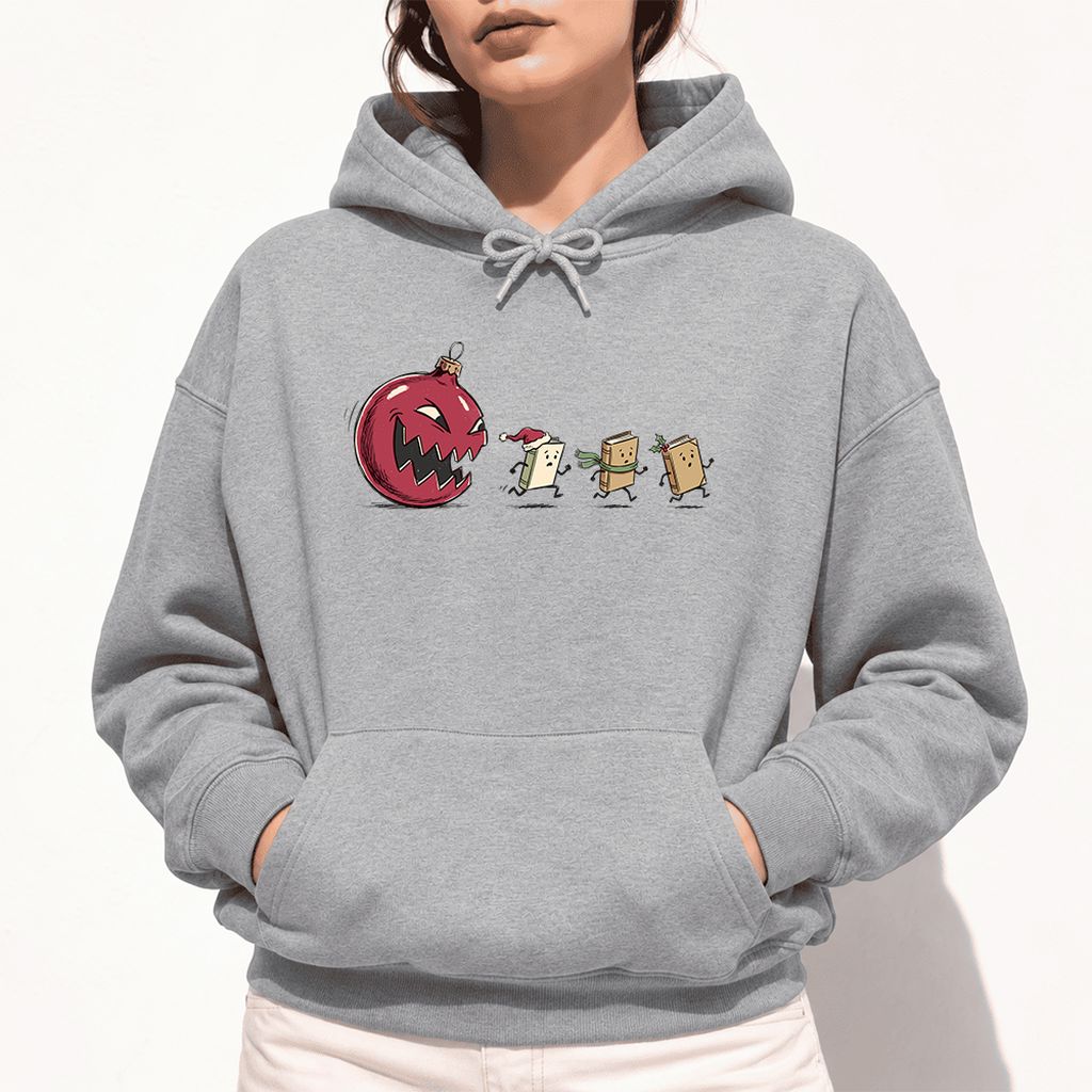 Christmas Book Chase Softstyle Hoodie | Holiday Book Lover Gift Sport Grey