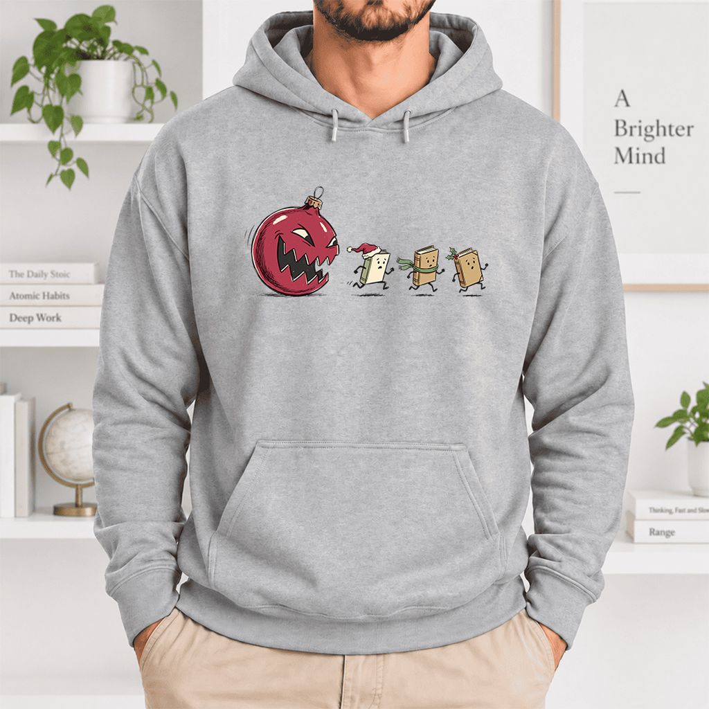 Christmas Book Chase Softstyle Hoodie | Holiday Book Lover Gift Sport Grey